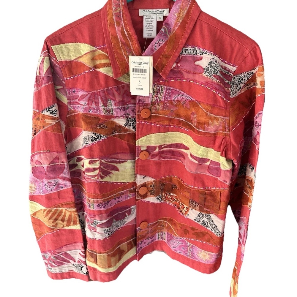 Vintage Coldwater Creek Patchwork Jacquard Tapestry Jacket Size Small